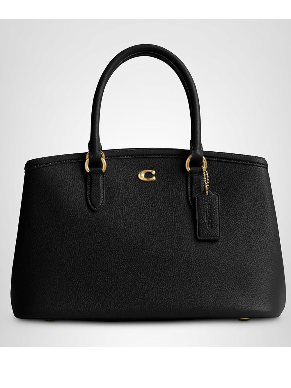 New Coach Black Pebble Leather Legacy Carryall 28 Satchel with Gold Accents